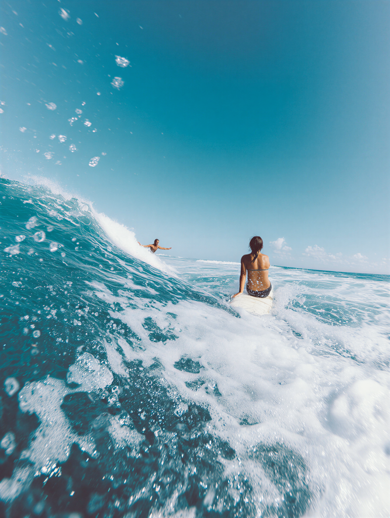 Surfer inside a wave barrel